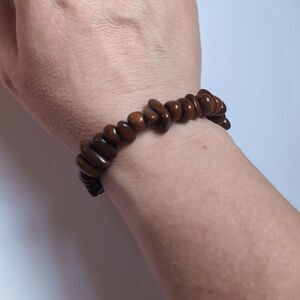 433 Brown Beaded‎ Stretch Bracelet